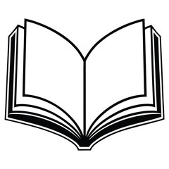  silhouette open book on white background