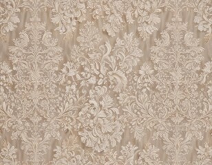 Subtle baroque damask, neutral tones, seamless intricate lace pattern  , ivory, sophisticated