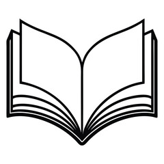  silhouette open book on white background