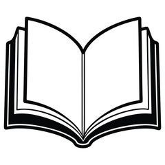  silhouette open book on white background