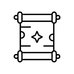 Ancient scroll vector illustration, vintage paper roll with star, history document icon, map 90