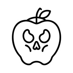 Poison apple halloween vector illustration, spooky fruit icon for halloween designs and templates