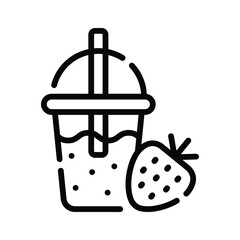 Handy outline style icon showing strawberry milkshake glass