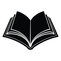  silhouette open book on white background