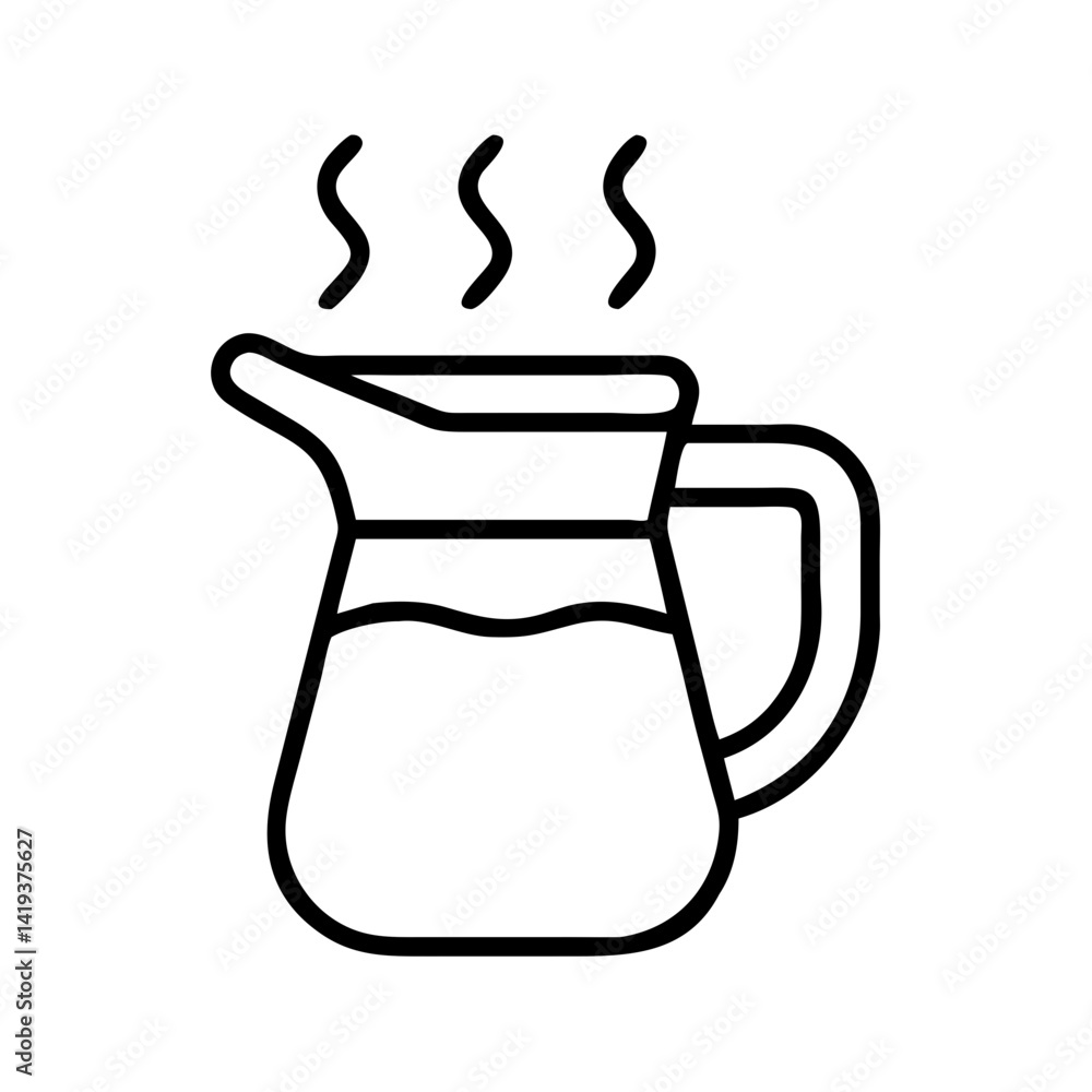 Poster outline hot drink pitcher vector image for beverage service and kitchenware design projects use now