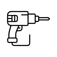 Electric power drill tool vector icon for construction drilling and home improvement project needs