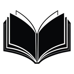  silhouette open book on white background