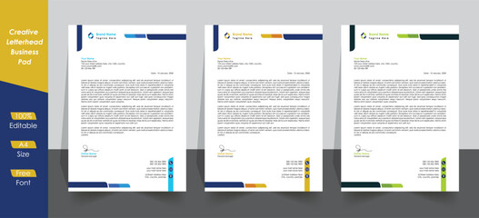 company letterhead design template bundle. modern Corporate Clean and professional letterhead template