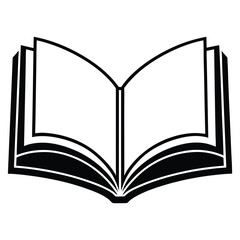  silhouette open book on white background