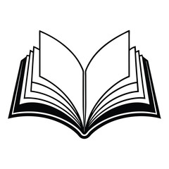 silhouette open book on white background