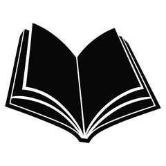  silhouette open book on white background