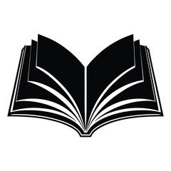  silhouette open book on white background