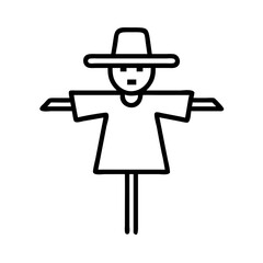 Scarecrow vector illustration: outline drawing of a scarecrow for halloween and autumn season decor