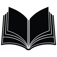  silhouette open book on white background