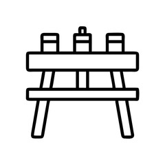 Fototapeta premium Find portable folding table icon vector illustration for picnic camping and outdoor activities design