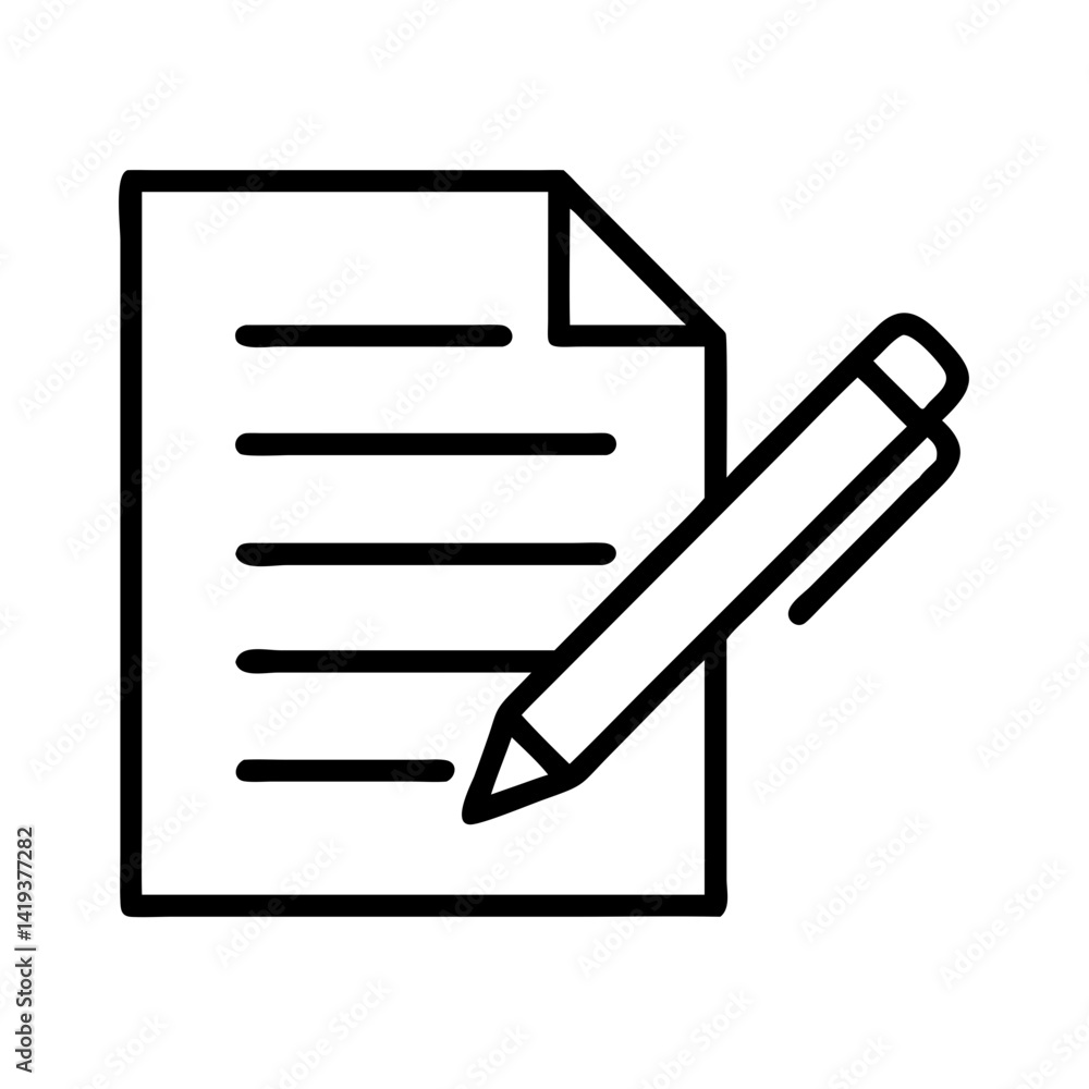 Poster writing document icon vector illustration for note taking, signing contract, and editing text materi