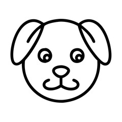 Cute puppy dog face drawing vector illustration, simple line art pet animal head design graphic icon