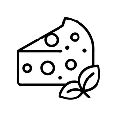 Cheese with holes and basil leaves vector illustration food dairy product icon ingredient gourmet