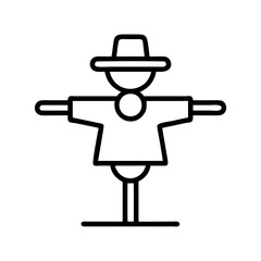 Outline scarecrow vector illustration for autumn harvest and halloween designs and graphics