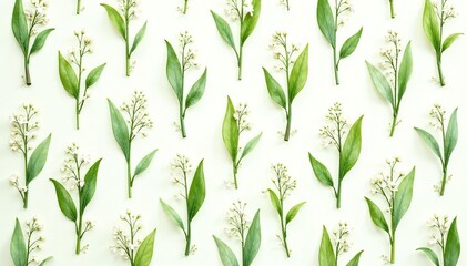 Naklejka premium Delicate repeating lily of the valley pattern, watercolor style, repeating pattern, watercolor, textile