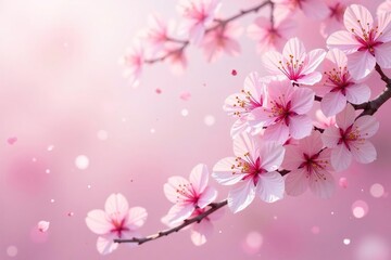 Soft pastel pink sakura, full bloom scattered pattern, pink petals, flower petals