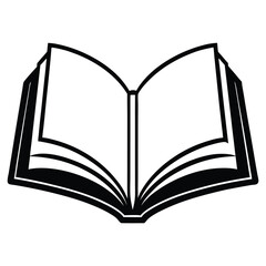  silhouette open book on white background