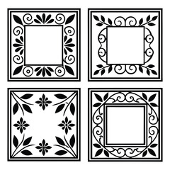 Square Decorative Border Silhouette | Elegant Vector Frame Design 
