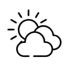 Sun and clouds weather forecast icon vector illustration sunshine cloudy day partly sunny 90