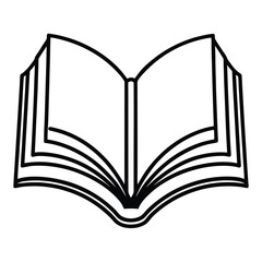  silhouette open book on white background