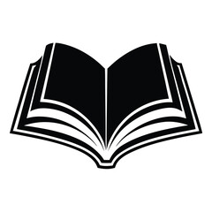  silhouette open book on white background