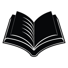  silhouette open book on white background