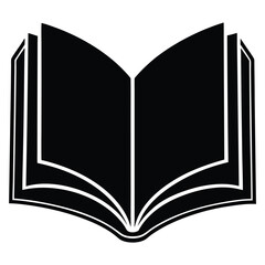  silhouette open book on white background