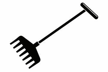 hand rake silhouette line art vector illustration