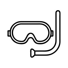 Diving mask and snorkel vector icon for snorkeling and scuba diving activities gear equipment