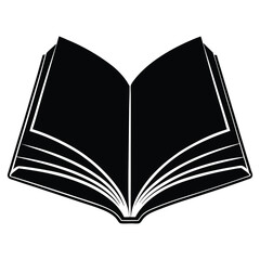  silhouette open book on white background