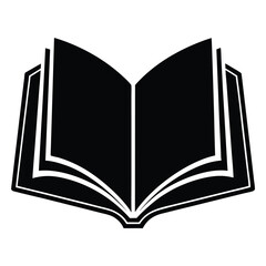  silhouette open book on white background