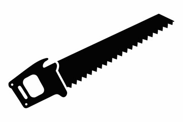 hand saw silhouette line art vector illustration