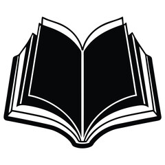  silhouette open book on white background