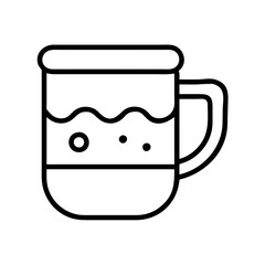 Outline drawing of coffee mug vector illustration for cafe and restaurant design element