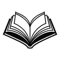  silhouette open book on white background