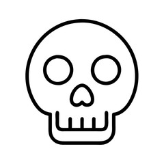 Vector skull outline drawing for halloween designs and spooky themes, skeletal head illustration