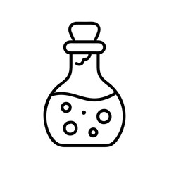 Potion bottle outline icon vector illustration for alchemy magic and halloween design item