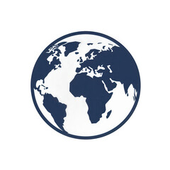 Fototapeta premium A stylized globe featuring continents in white and blue, representing Earth, ideal for educational and environmental themes , isolated on white or transparent png