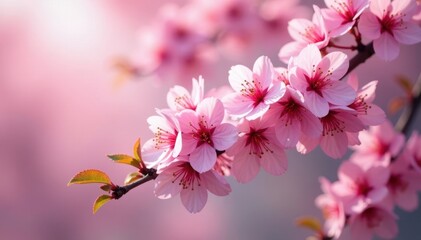 Obraz premium Pink cherry blossoms in full bloom, branches overflowing with petals , tree, springtime, floral
