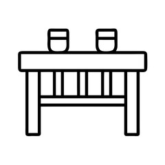 Illustration of a sake set on a table, traditional japanese culture, asian drinkware, outline style