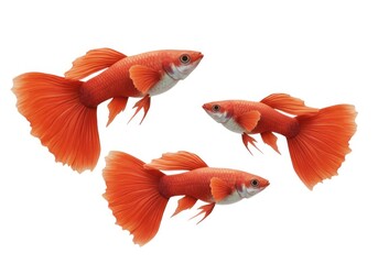 Red guppy fish isolated on white background