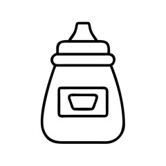 Ketchup bottle outline vector illustration, condiment container isolated on white background, sauce icon