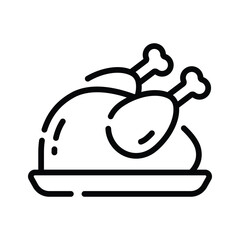 Get a sight of this outline style icon of roasted chicken
