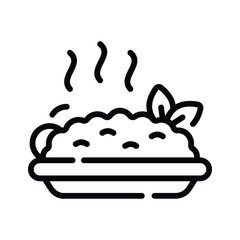 A customizable line style icon showing hot rice plate