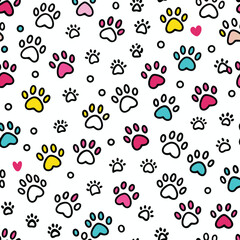 Cute colorful paw print pattern